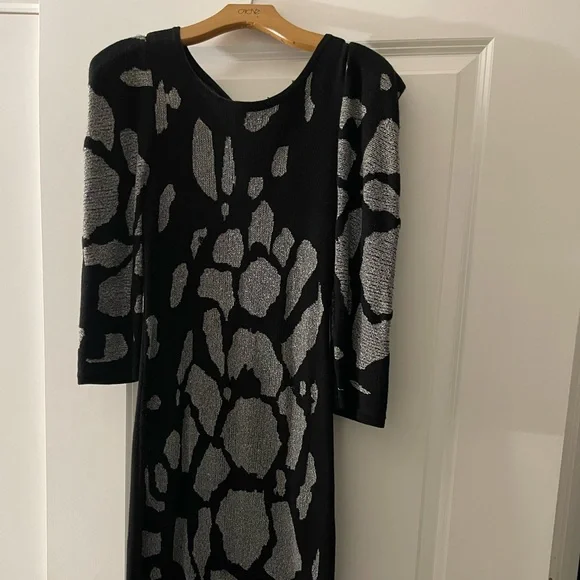 bebe | Dresses | Black And Glitter Silver Sweater Dress | Poshmark